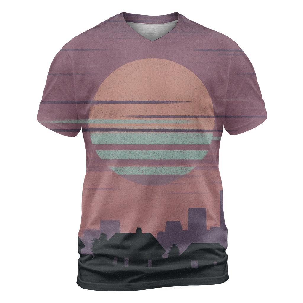 VHS Static Sunset trendy printed shirt styles