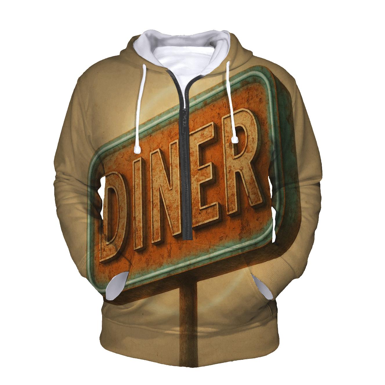Burnt Orange Roadside Diner Sign hoodie designs