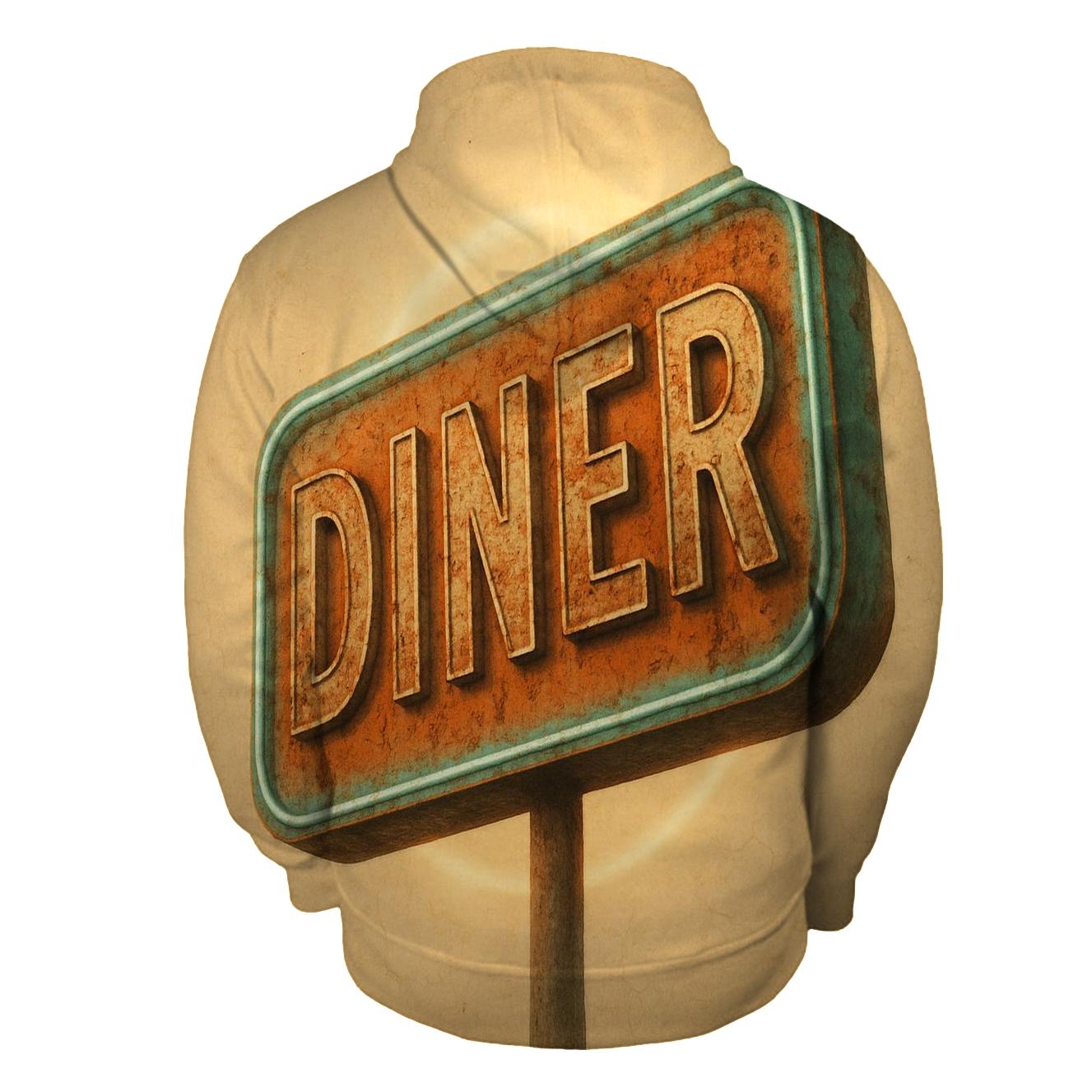 Burnt Orange Roadside Diner Sign hoodie designs