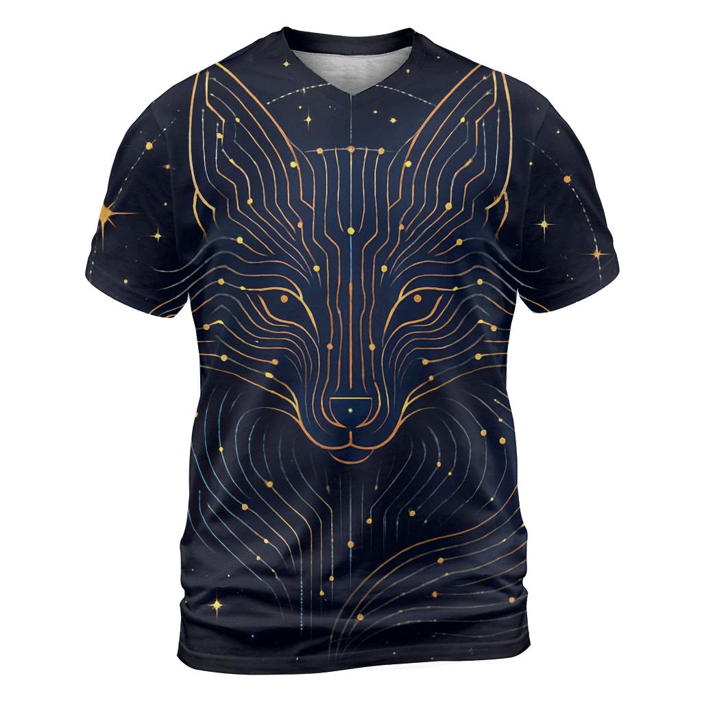 Celestial Fox Circuit artistic all-over print tops