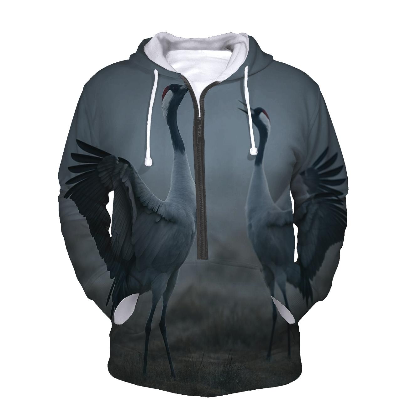 Misty Bog Crane Courtship hoodie designs