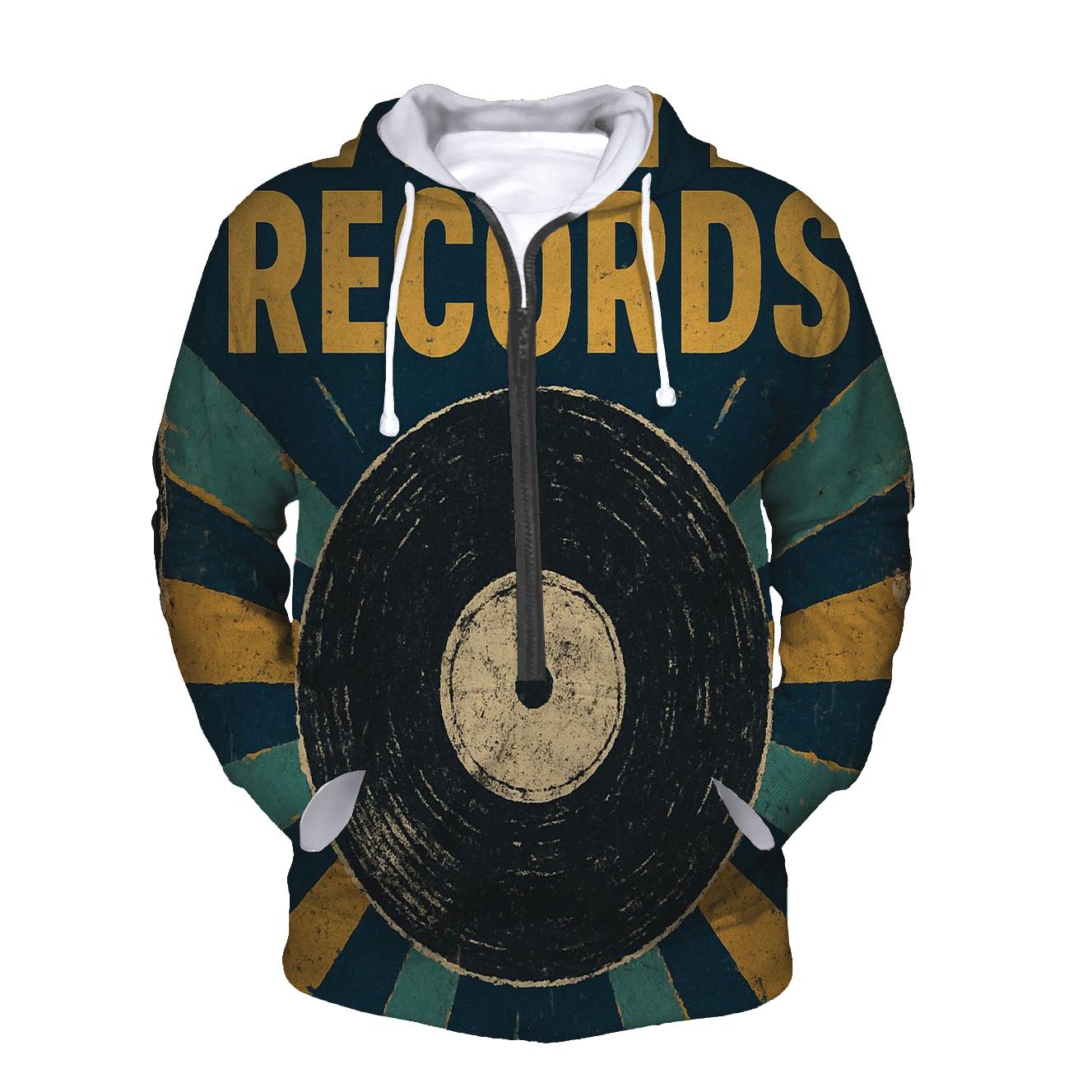 Distressed Vinyl Record Billboard zip-up hoodies