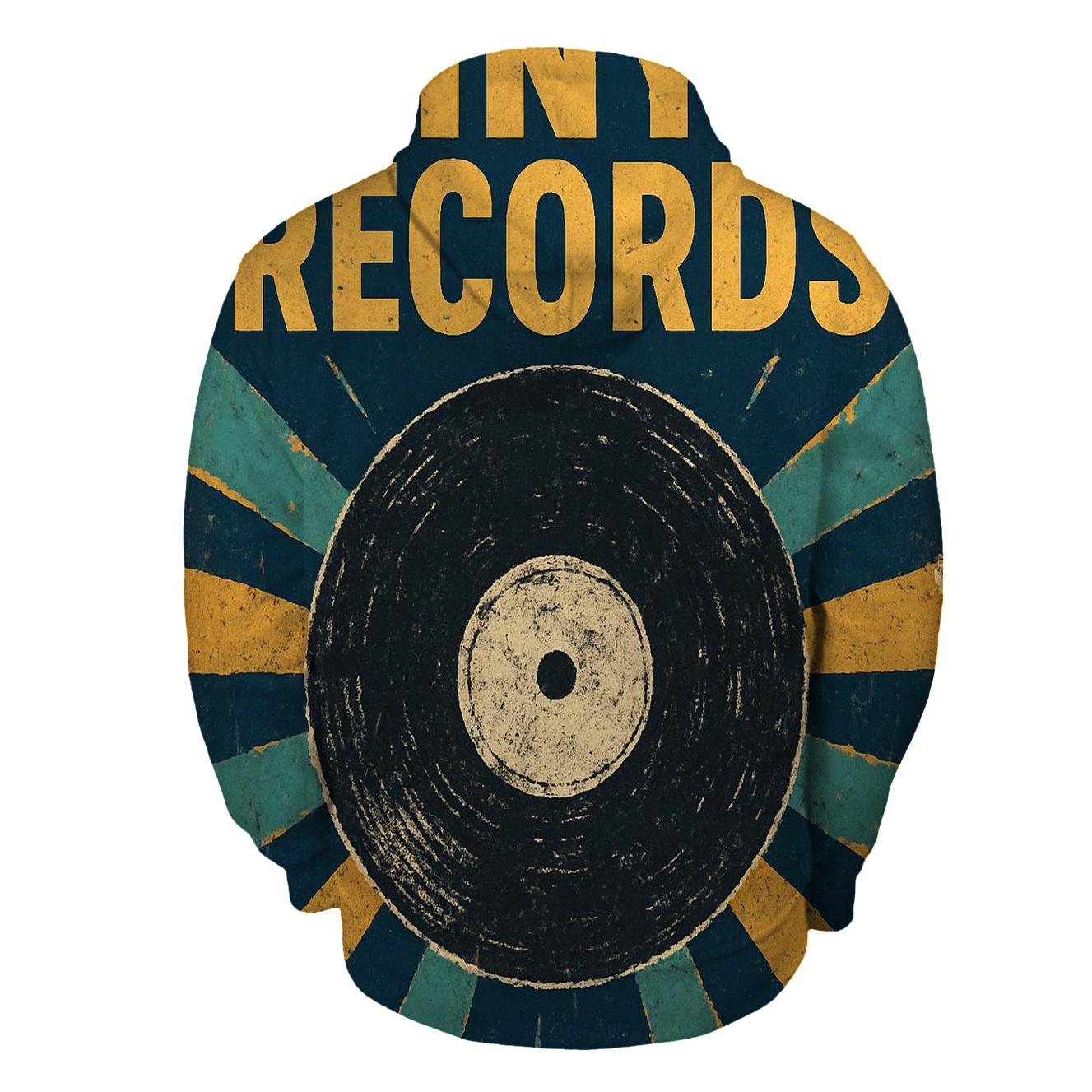Distressed Vinyl Record Billboard zip-up hoodies