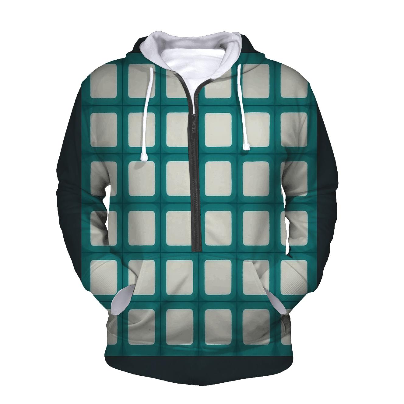 Itajime Teal Grid premium hoodies
