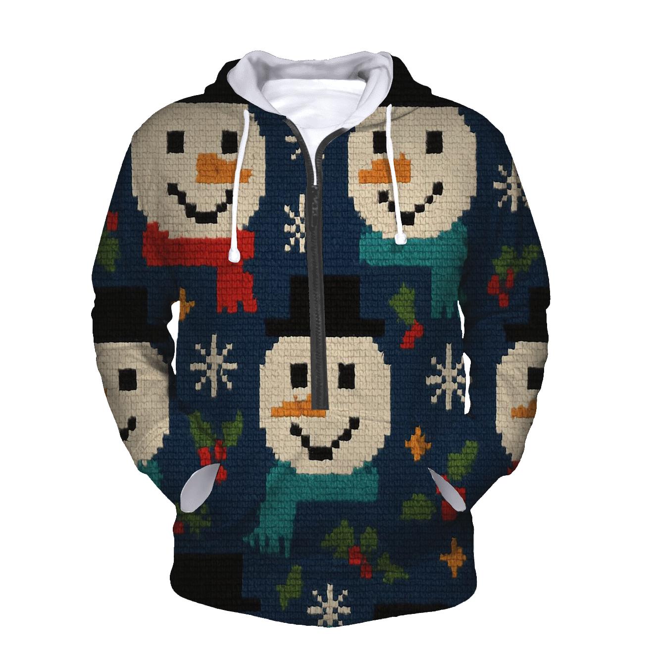 Snowman Scarf Grid Design heavyweight hoodies