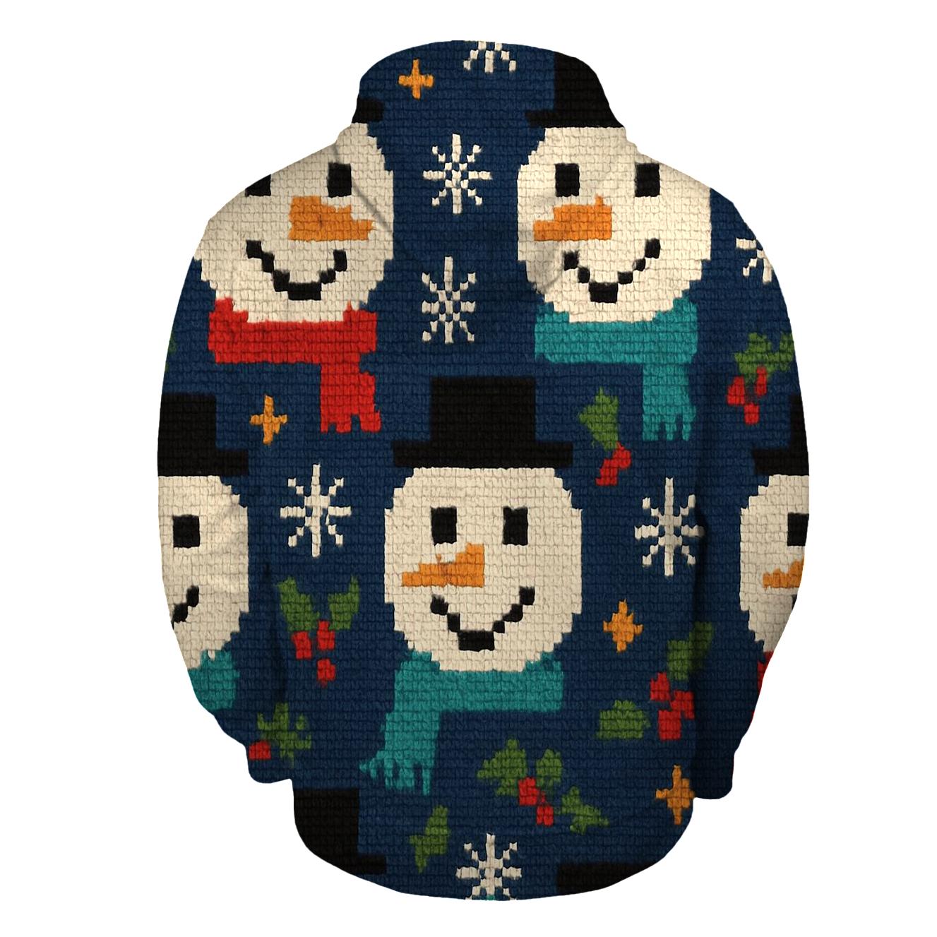 Snowman Scarf Grid Design heavyweight hoodies