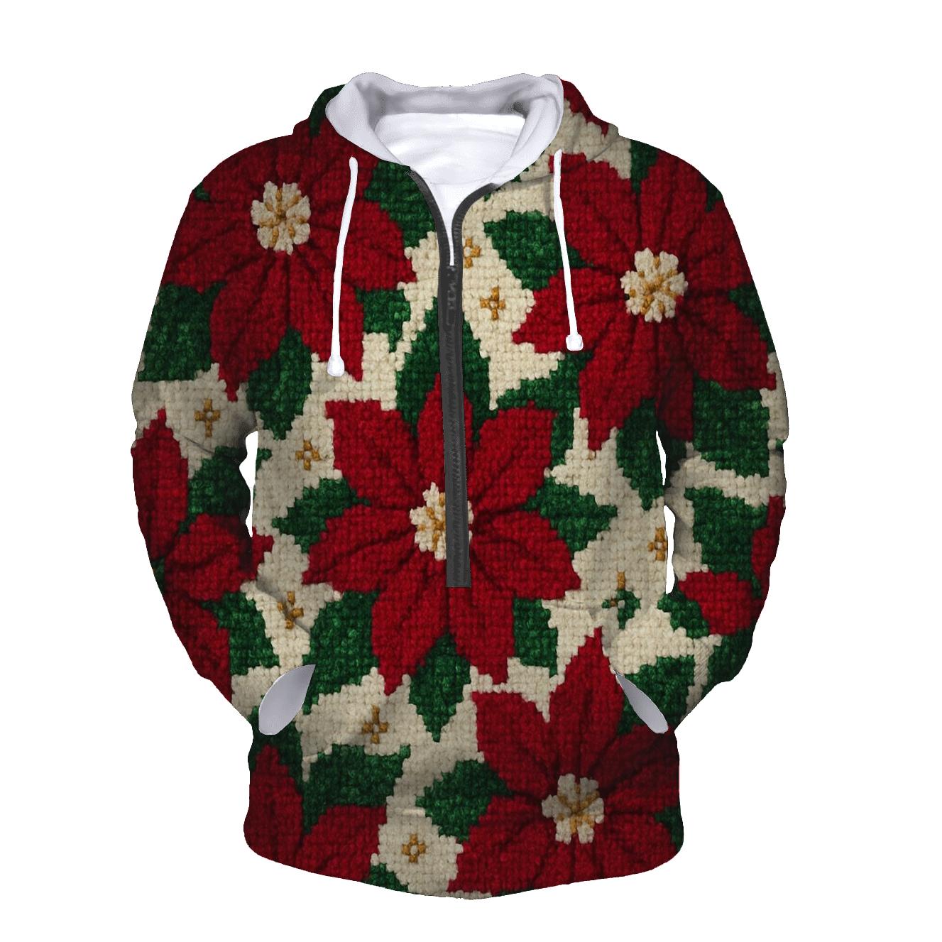 Poinsettia Tile Garden Design lightweight hoodies
