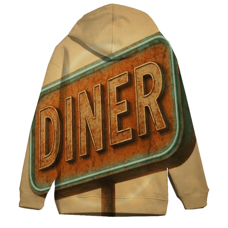 Burnt Orange Roadside Diner Sign hoodie styles