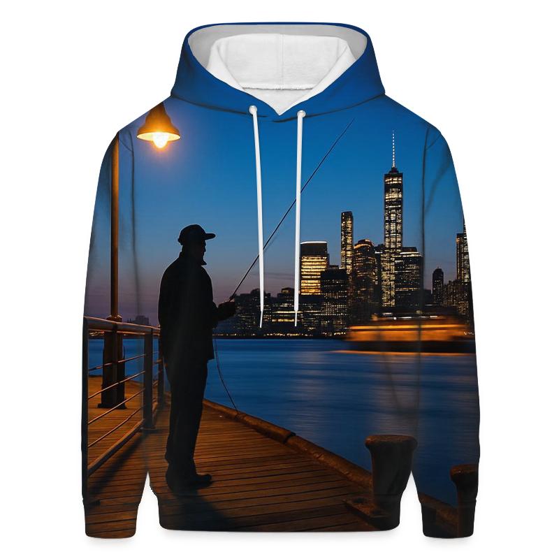 Harbor Lantern Twilight printed hoodies