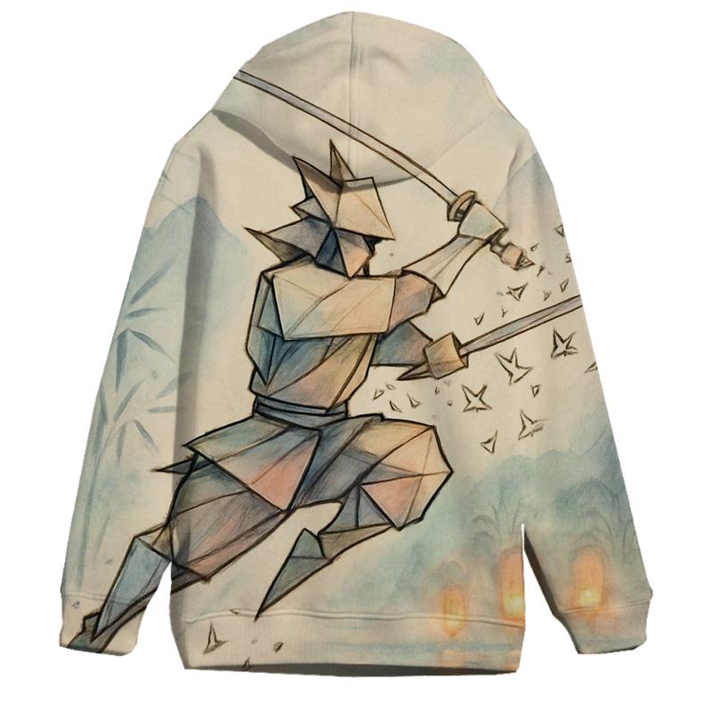 Paper Crane Samurai graphic hoodies