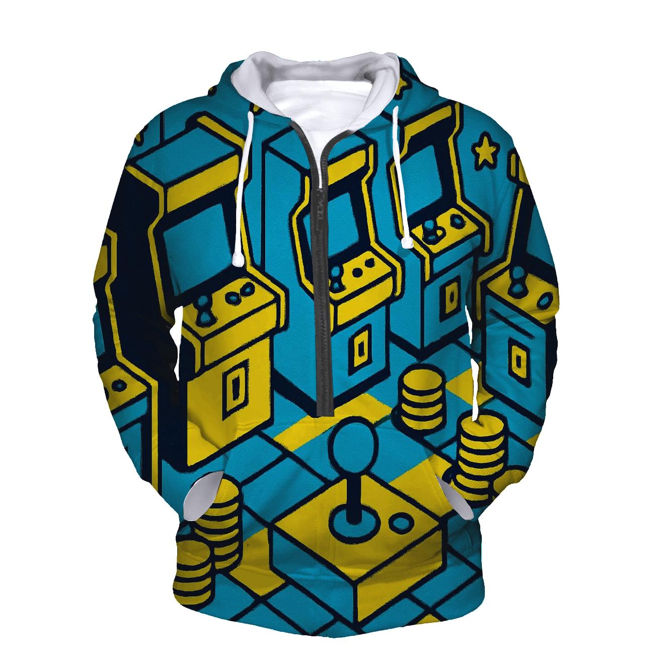 Pixel Arcade Alley printed hoodies