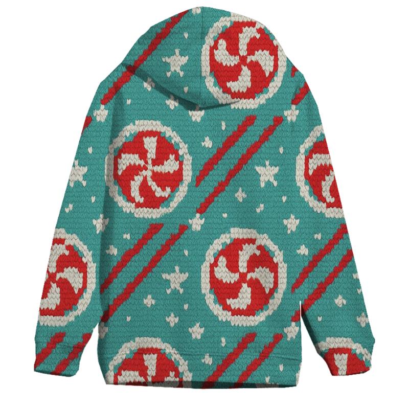 Peppermint Stripe Burst Design zip-up hoodies