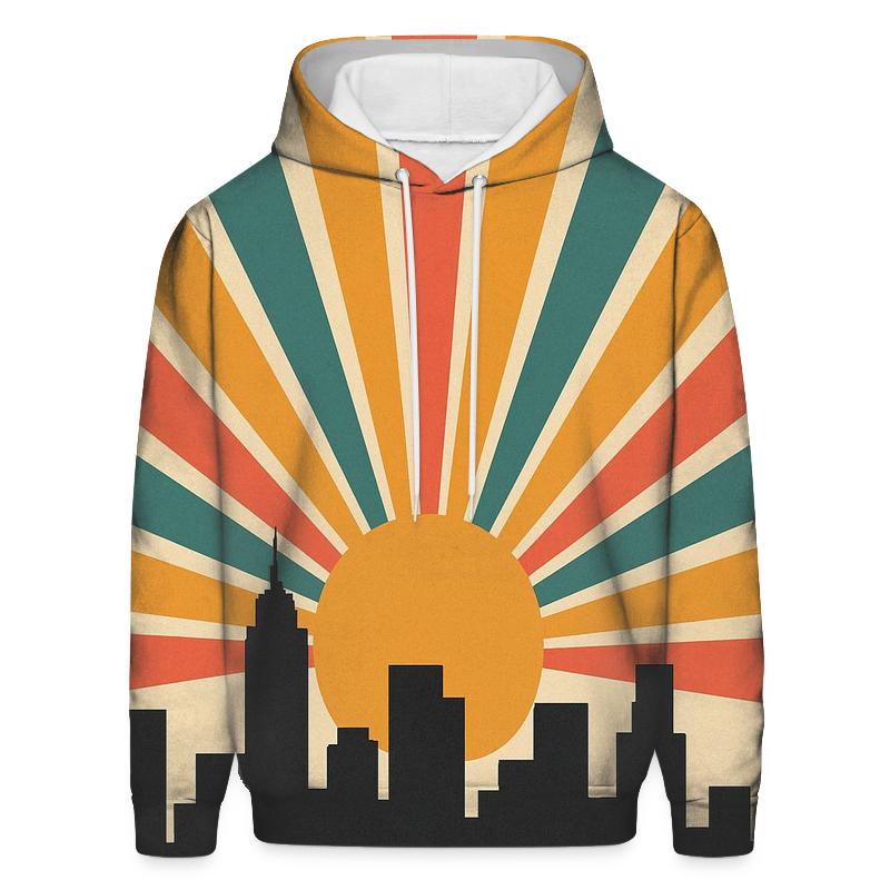 City Skyline Sunburst graphic hoodies