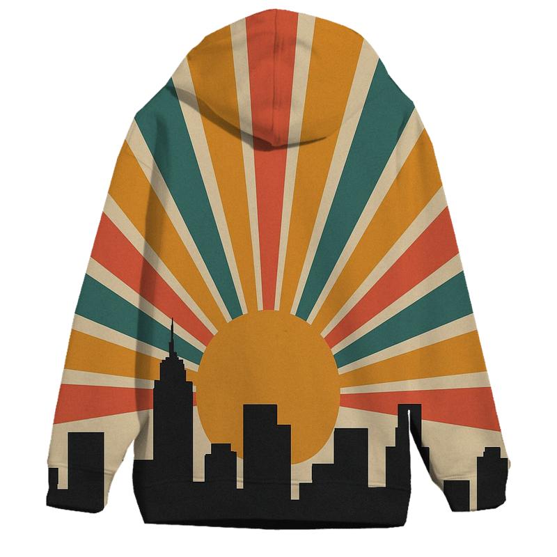 City Skyline Sunburst graphic hoodies