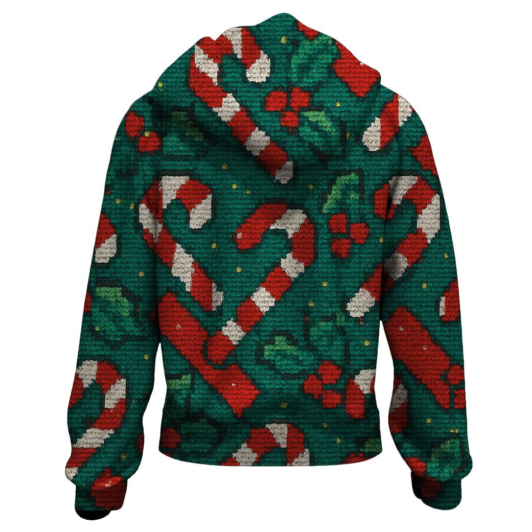 Candy Cane Herringbone Design zip-up hoodies
