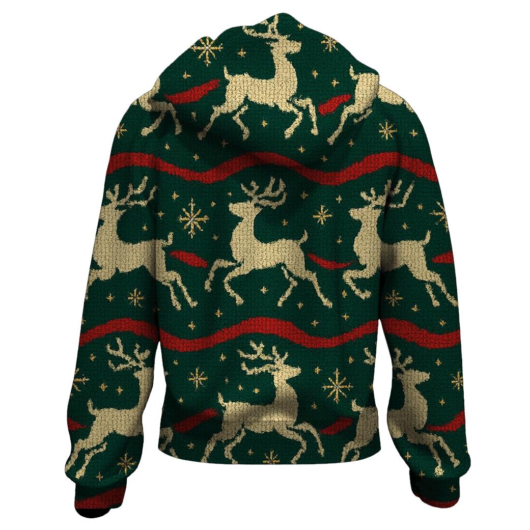 Reindeer Ribbon Carousel Design zip-up hoodies