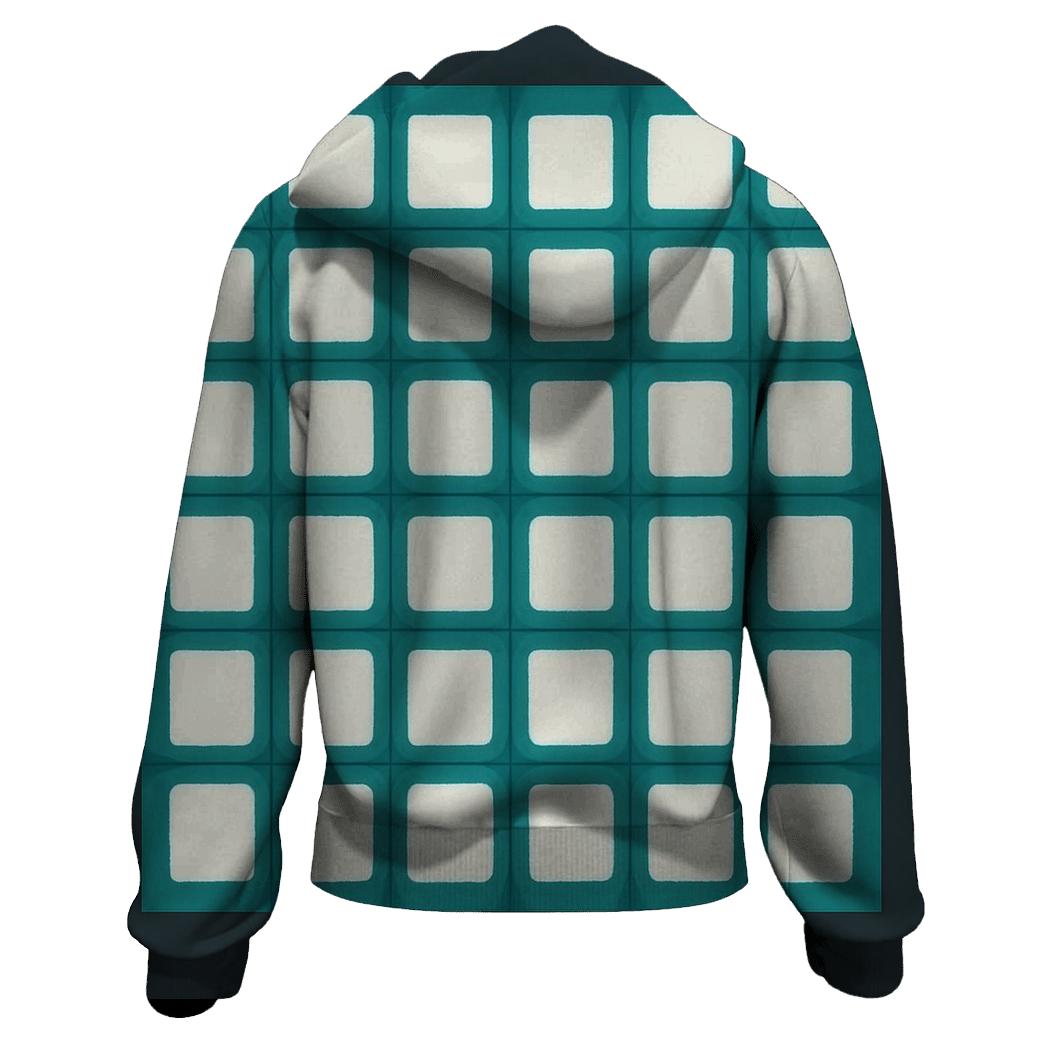 Itajime Teal Grid designer hoodies