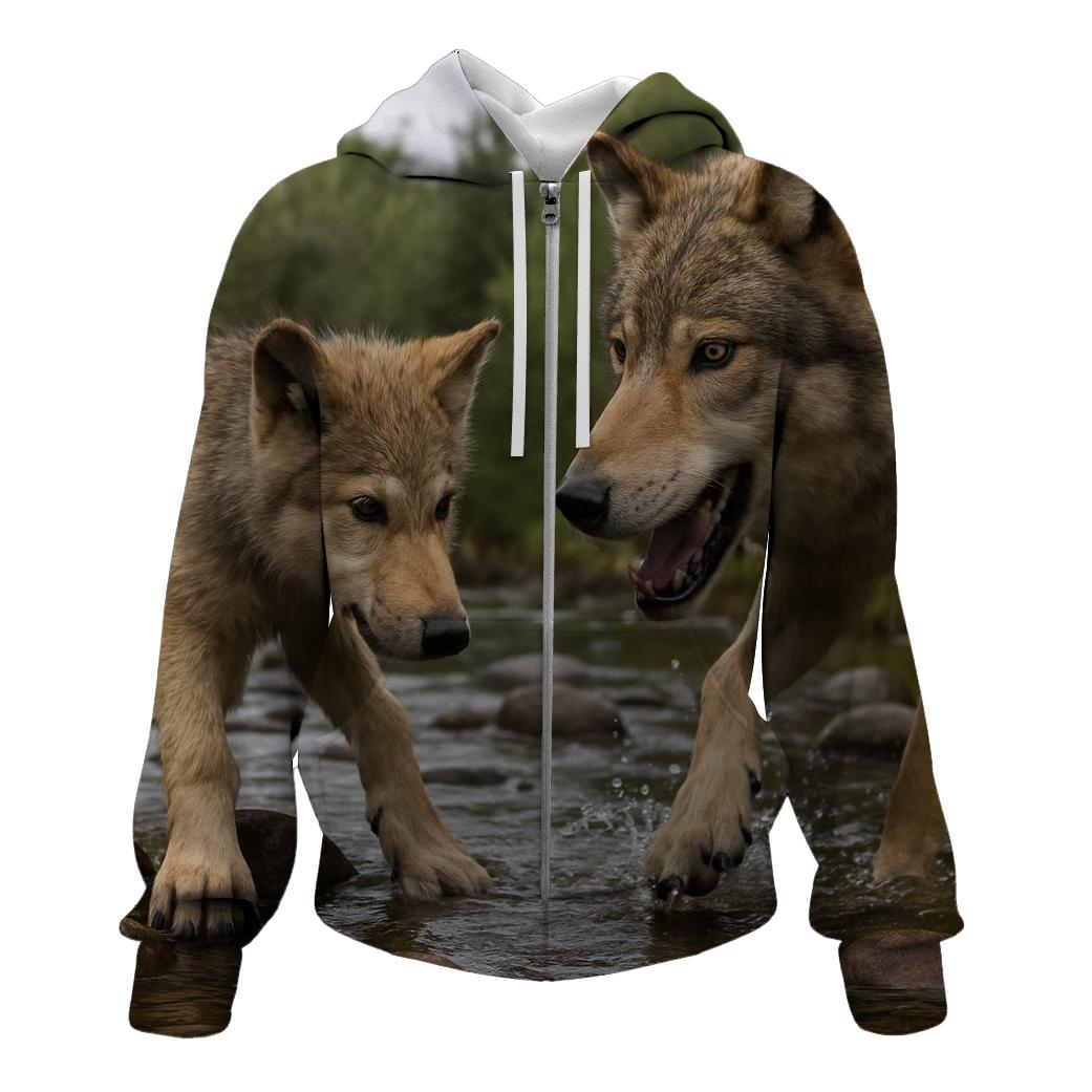 River Crossing Pup Lesson graphic hoodies