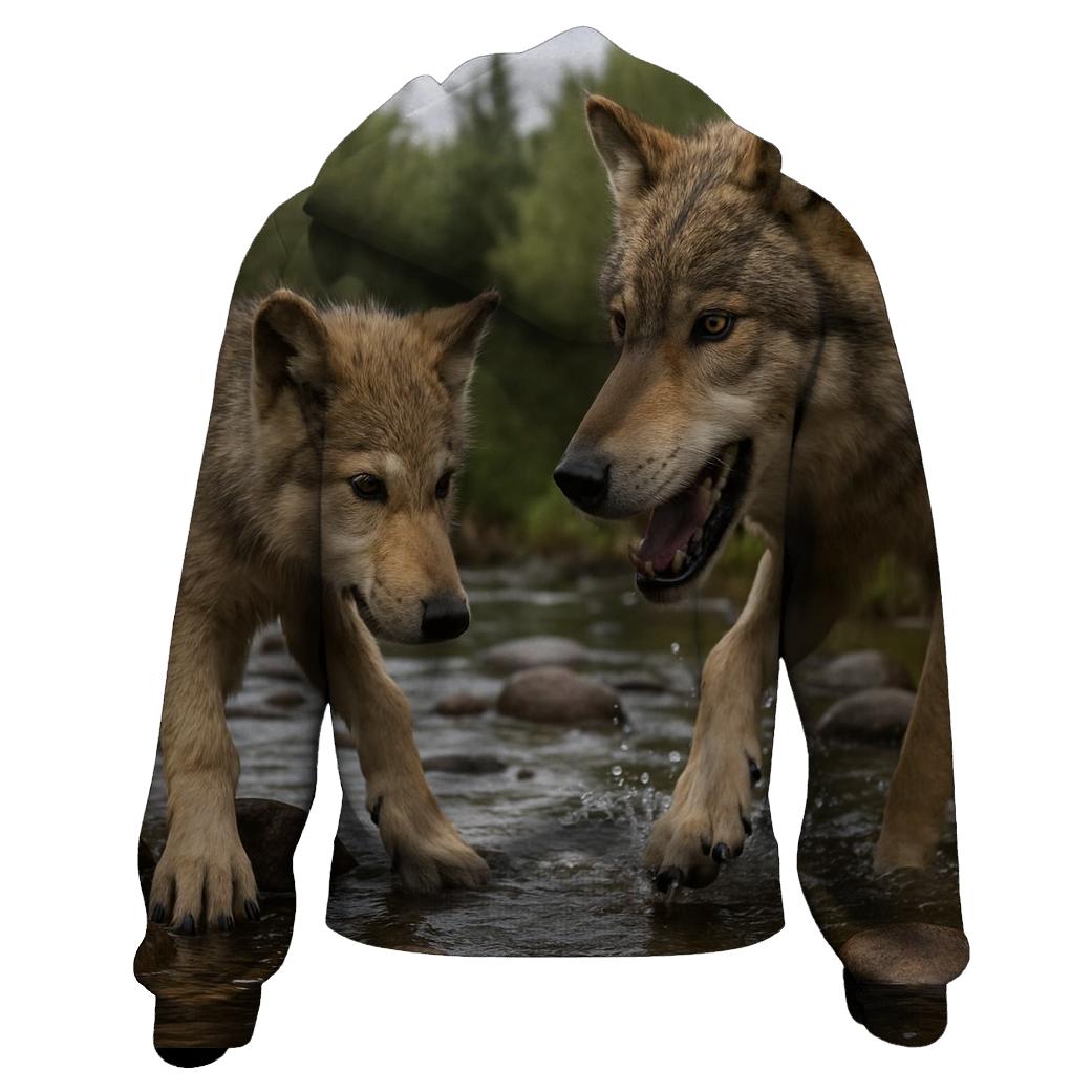 River Crossing Pup Lesson graphic hoodies
