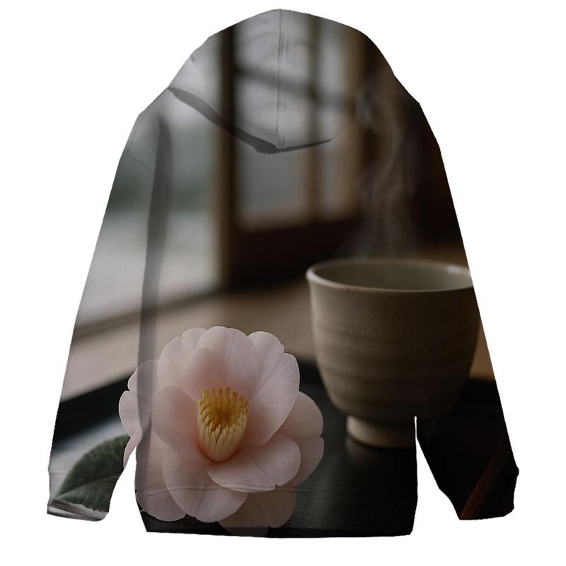 Tea House Camellia Winter Bloom printed hoodies