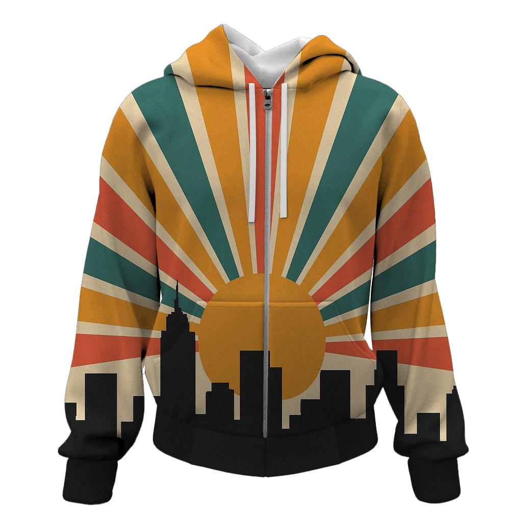 City Skyline Sunburst zip-up hoodies