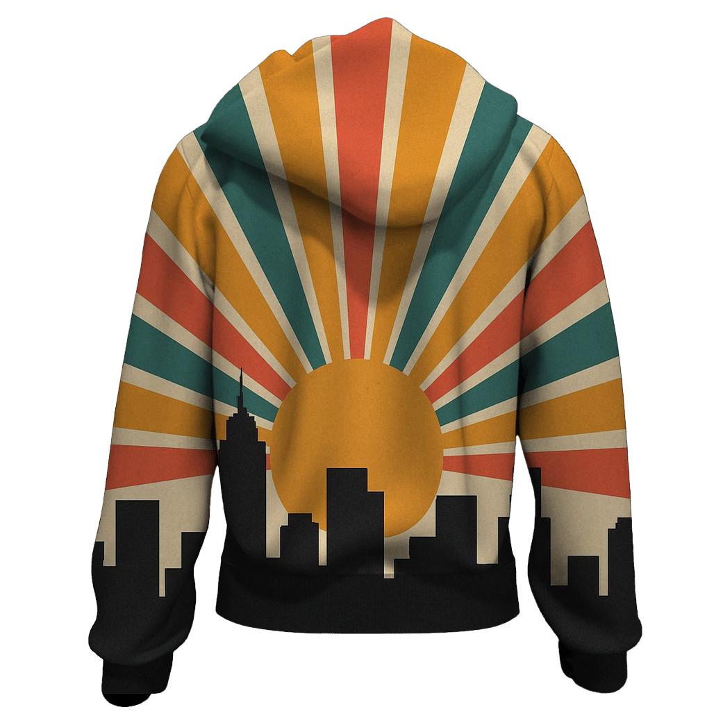 City Skyline Sunburst zip-up hoodies