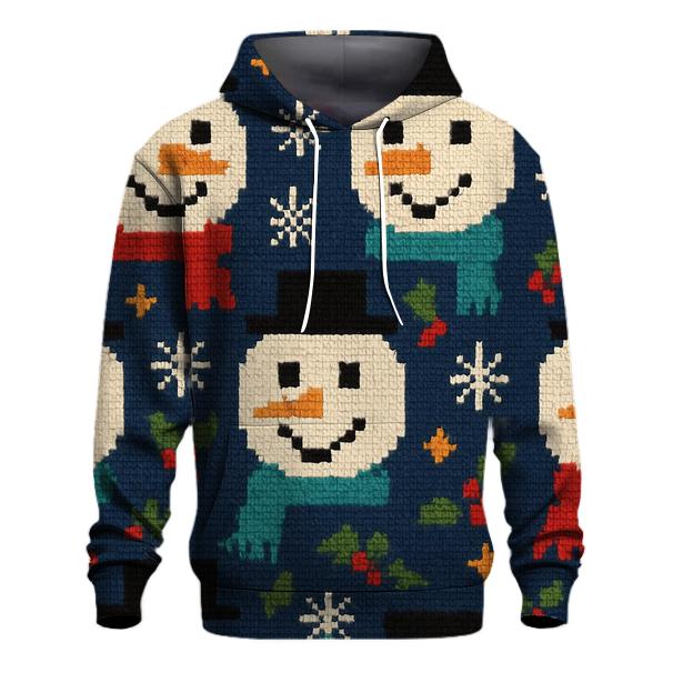 Snowman Scarf Grid Design premium hoodies