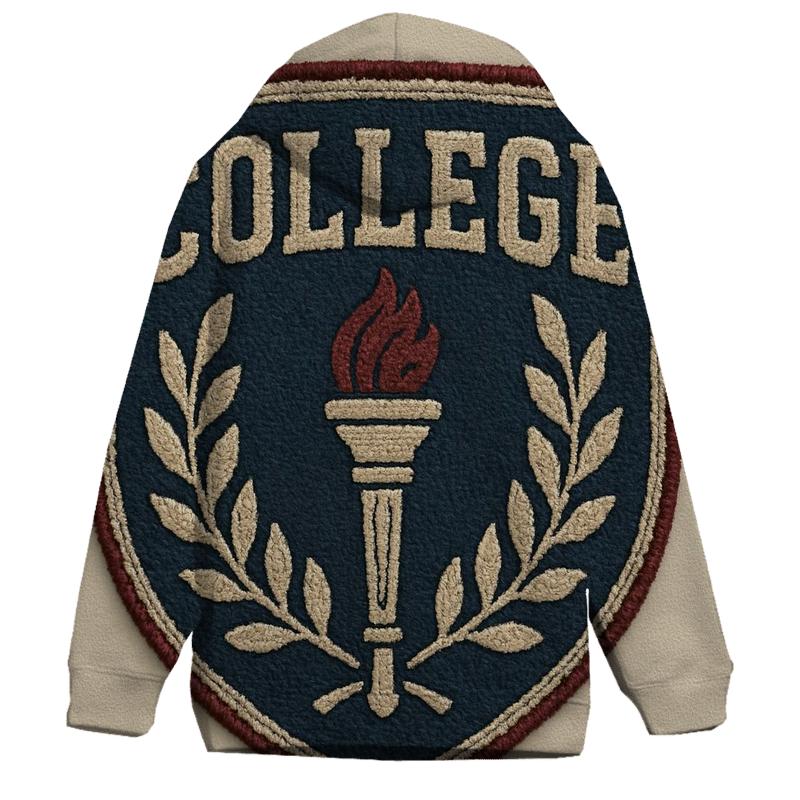 Retro College Crest Patch hoodie trends