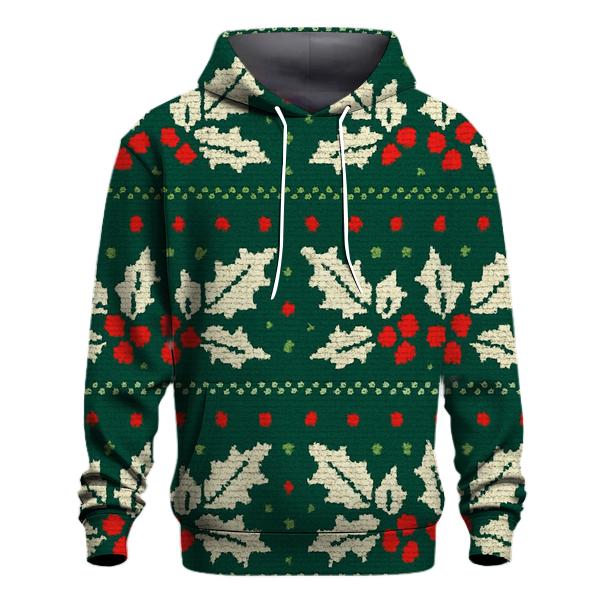 Holly Berry Dot Matrix Design embroidered hoodies