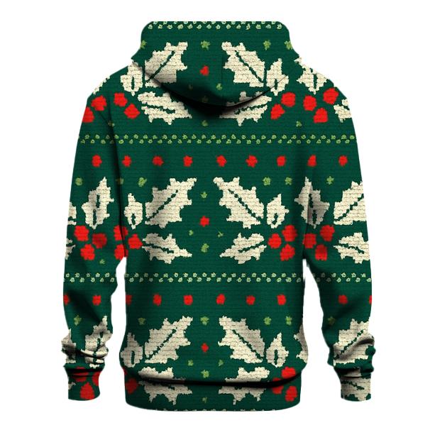 Holly Berry Dot Matrix Design embroidered hoodies