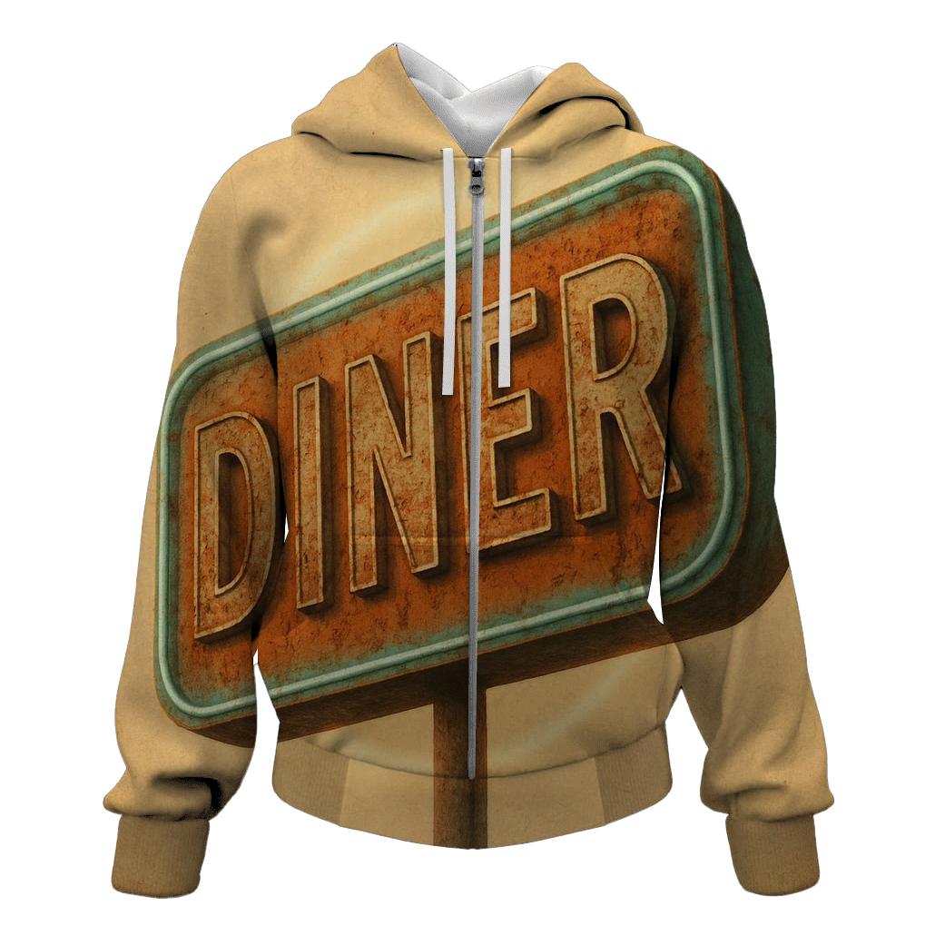 Burnt Orange Roadside Diner Sign hoodie trends