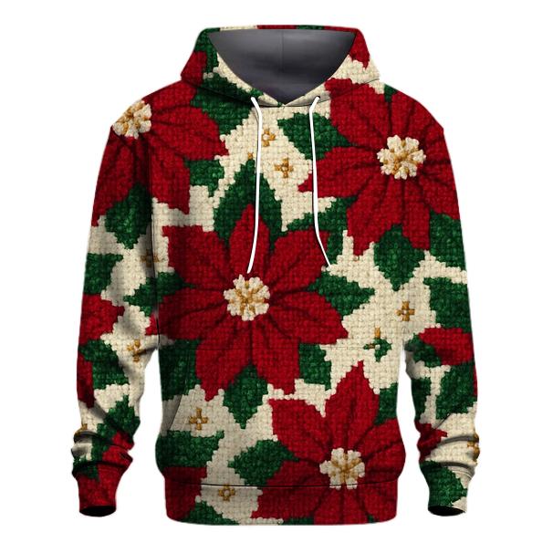 Poinsettia Tile Garden Design embroidered hoodies