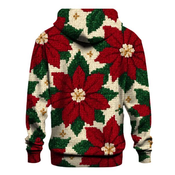 Poinsettia Tile Garden Design embroidered hoodies