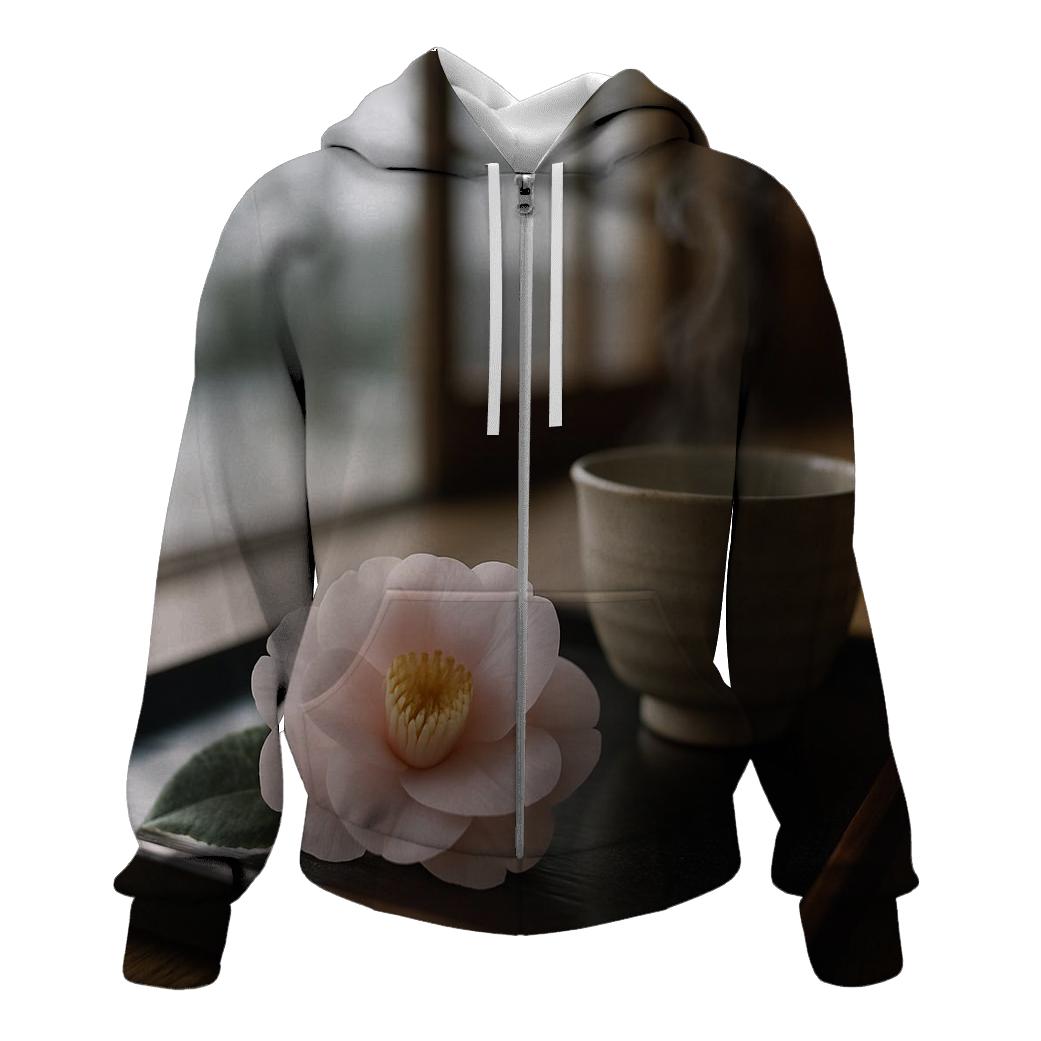 Tea House Camellia Winter Bloom lightweight hoodies