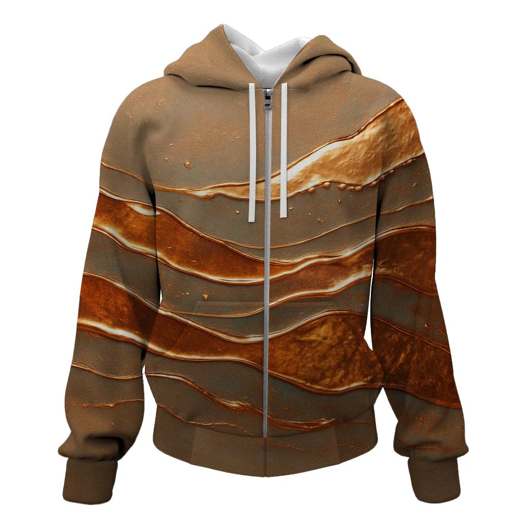 Copper Aurora Ripples zip-up hoodies