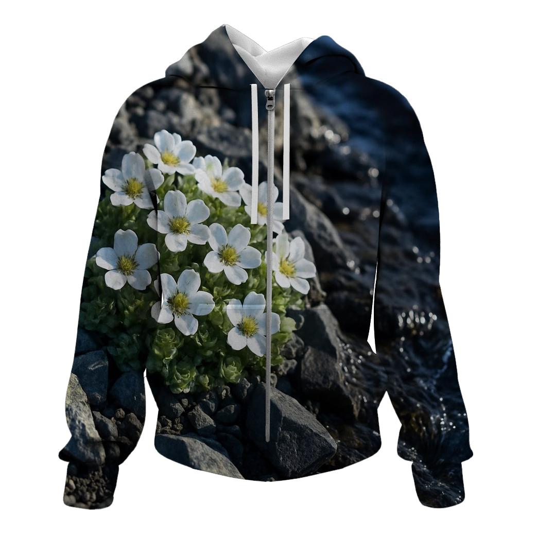 Alpine Saxifrage Snowmelt Ribbon zip-up hoodies