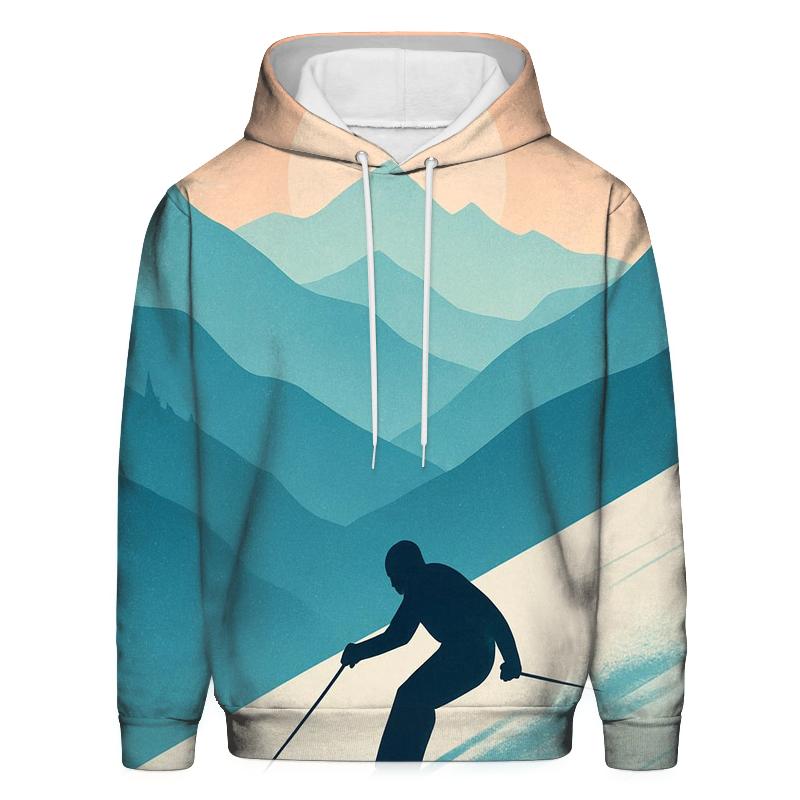 Alpine Ski Silhouette Sunset heavyweight hoodies