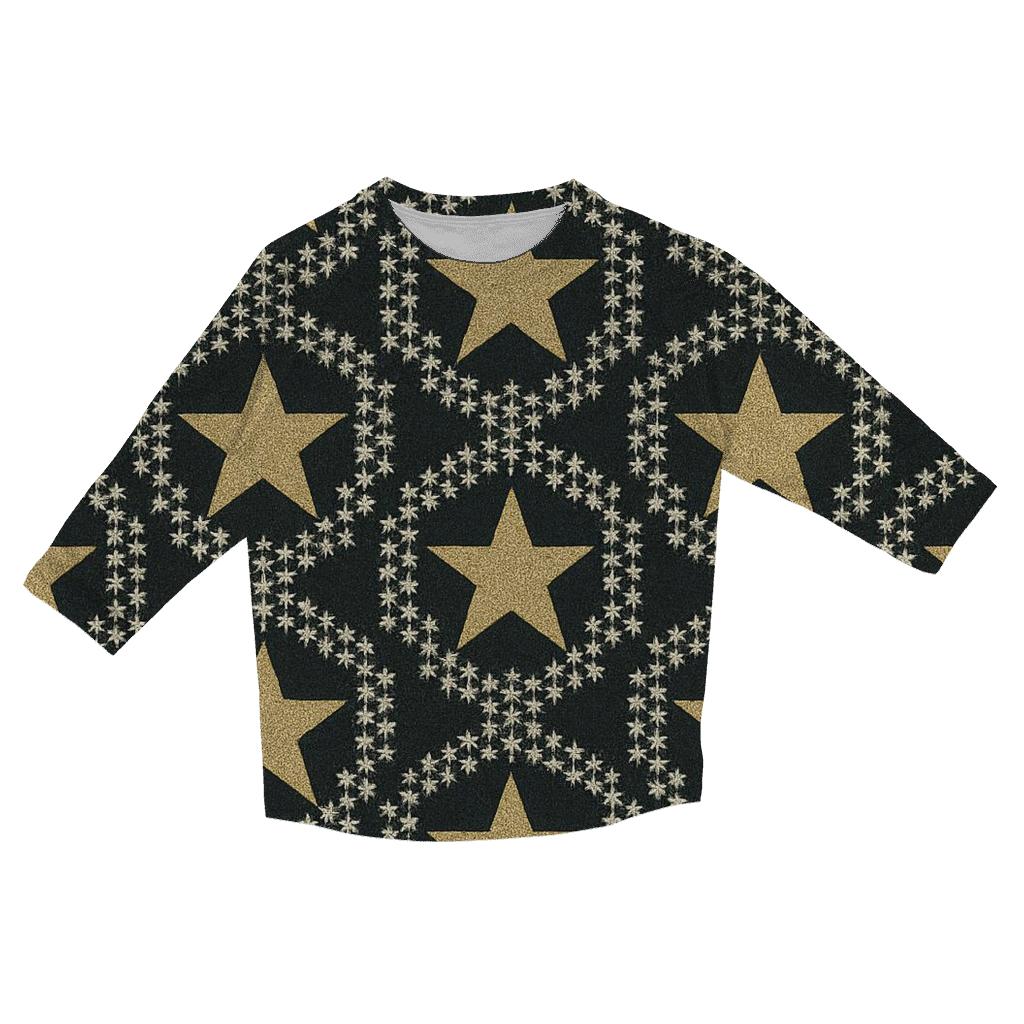 Gold Star Lattice On Midnight Background personalized 3/4 sleeve tees