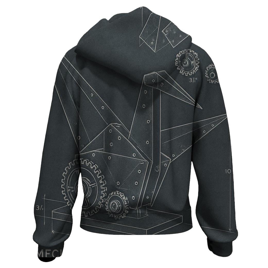 Industrial Paper Crane Blueprint zip-up hoodies