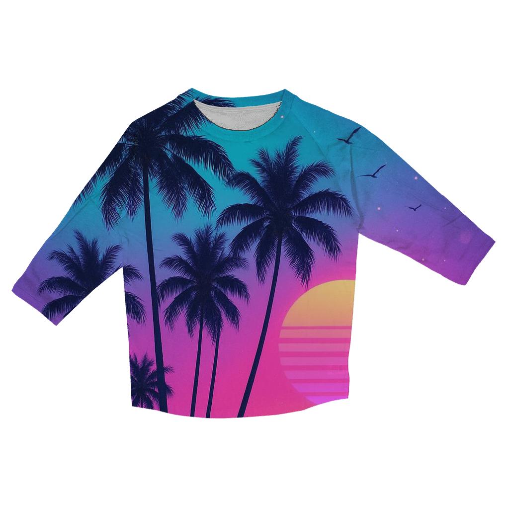 Neon Palm Twilight fashion 3/4 sleeve shirts
