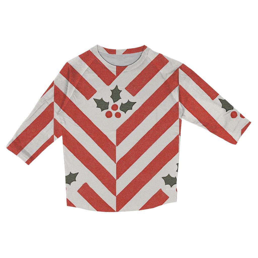 Candy Cane Chevron On White Background custom 3/4 sleeve shirts