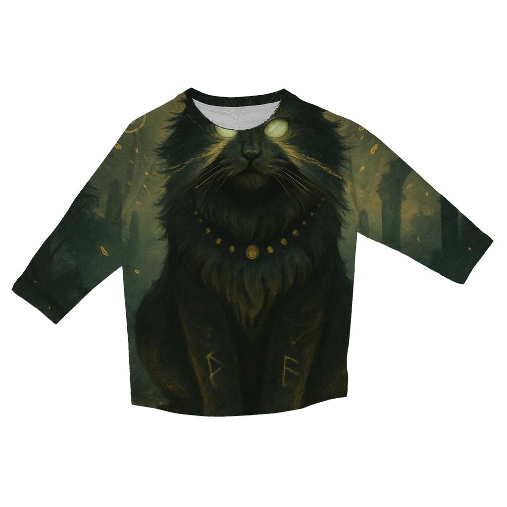 Mystic Runestone Guardian Cat cotton quarter sleeve shirts