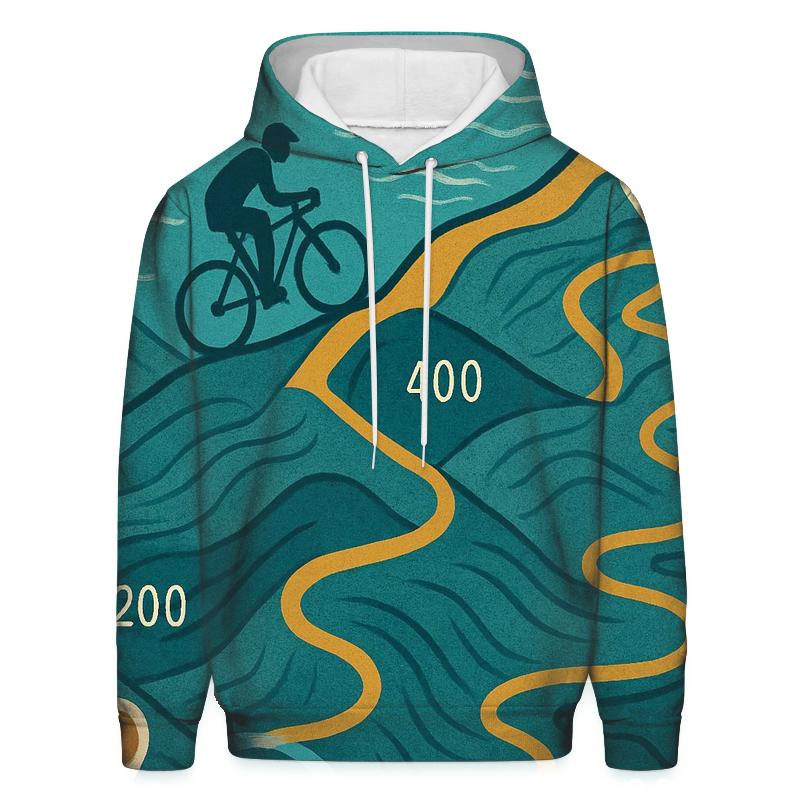 Cycling Route Topographic printed hoodies