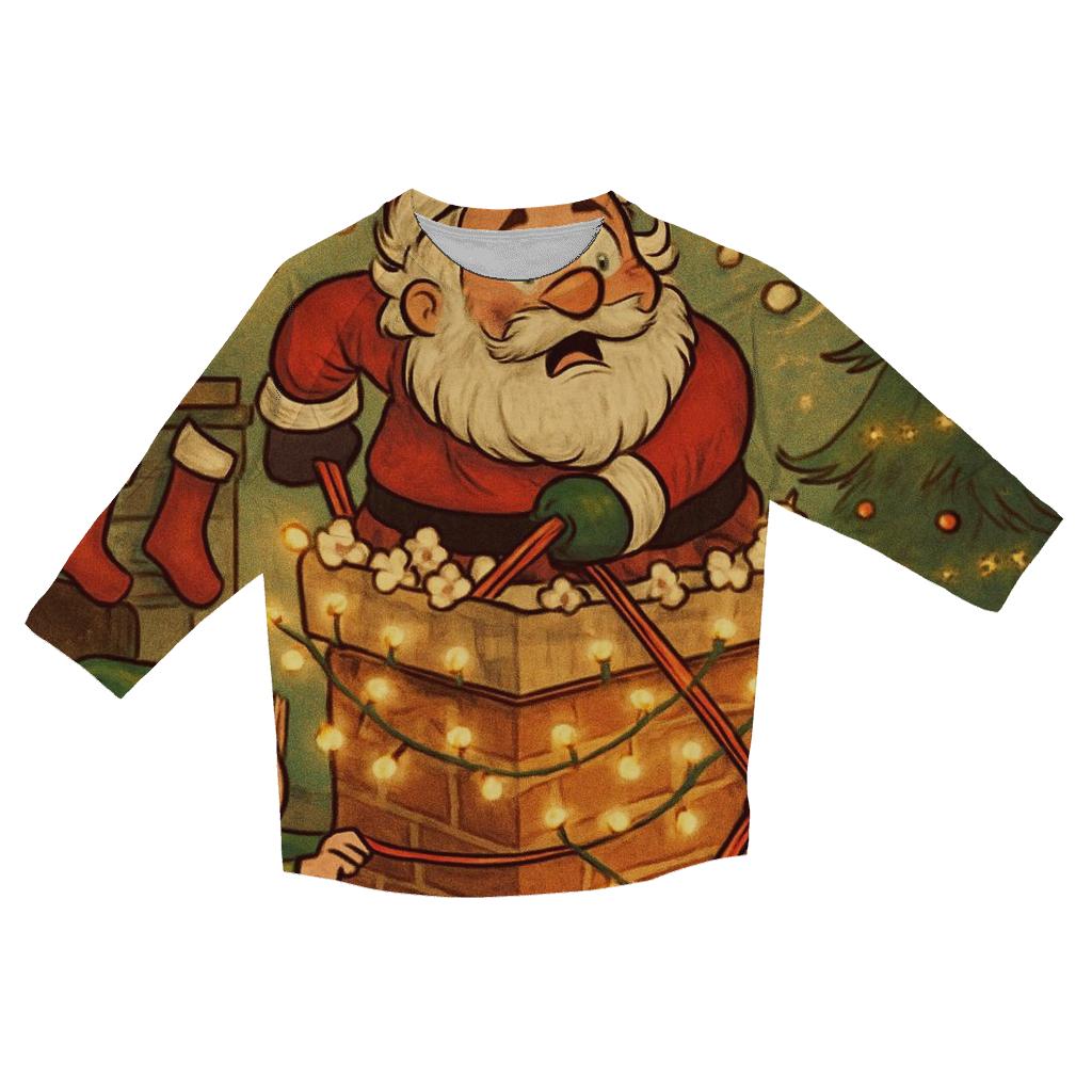 Santa Stuck In The Popcorn Chimney trendy 3/4 sleeve tops