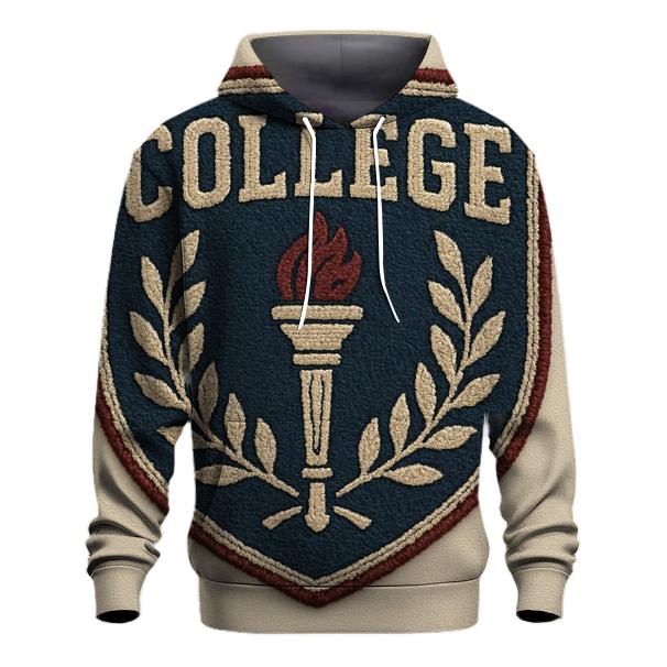 Retro College Crest Patch heavyweight hoodies
