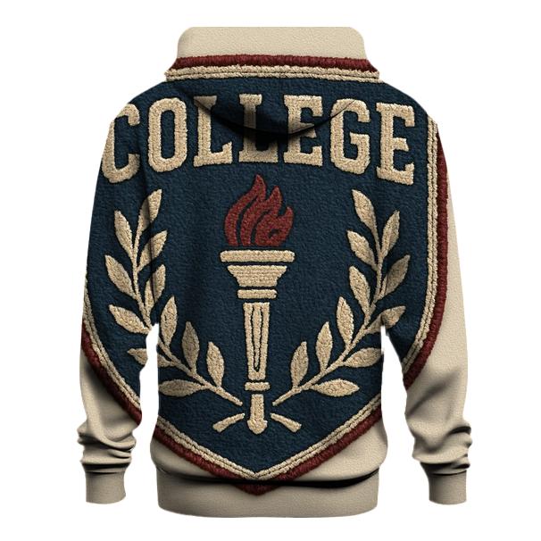 Retro College Crest Patch heavyweight hoodies