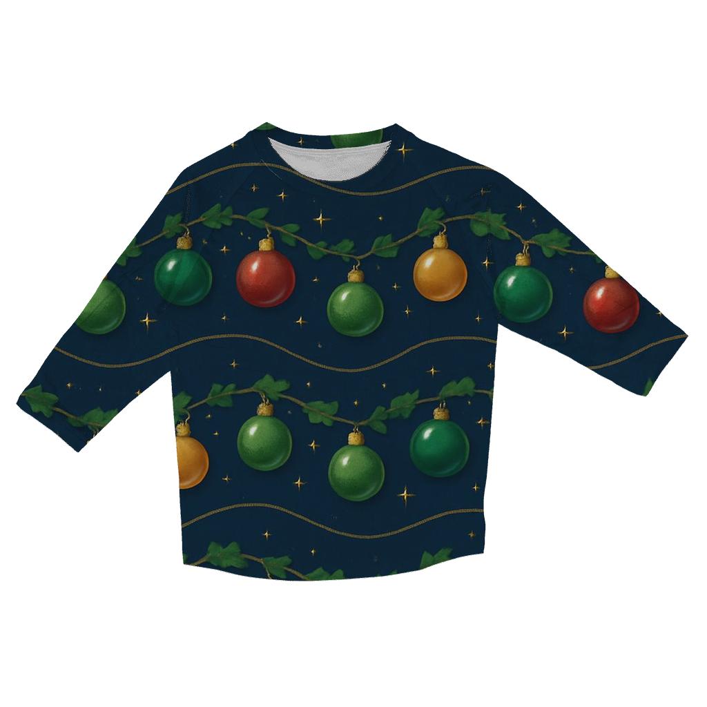 Ornament Wave On Navy Blue Background fashion 3/4 sleeve shirts