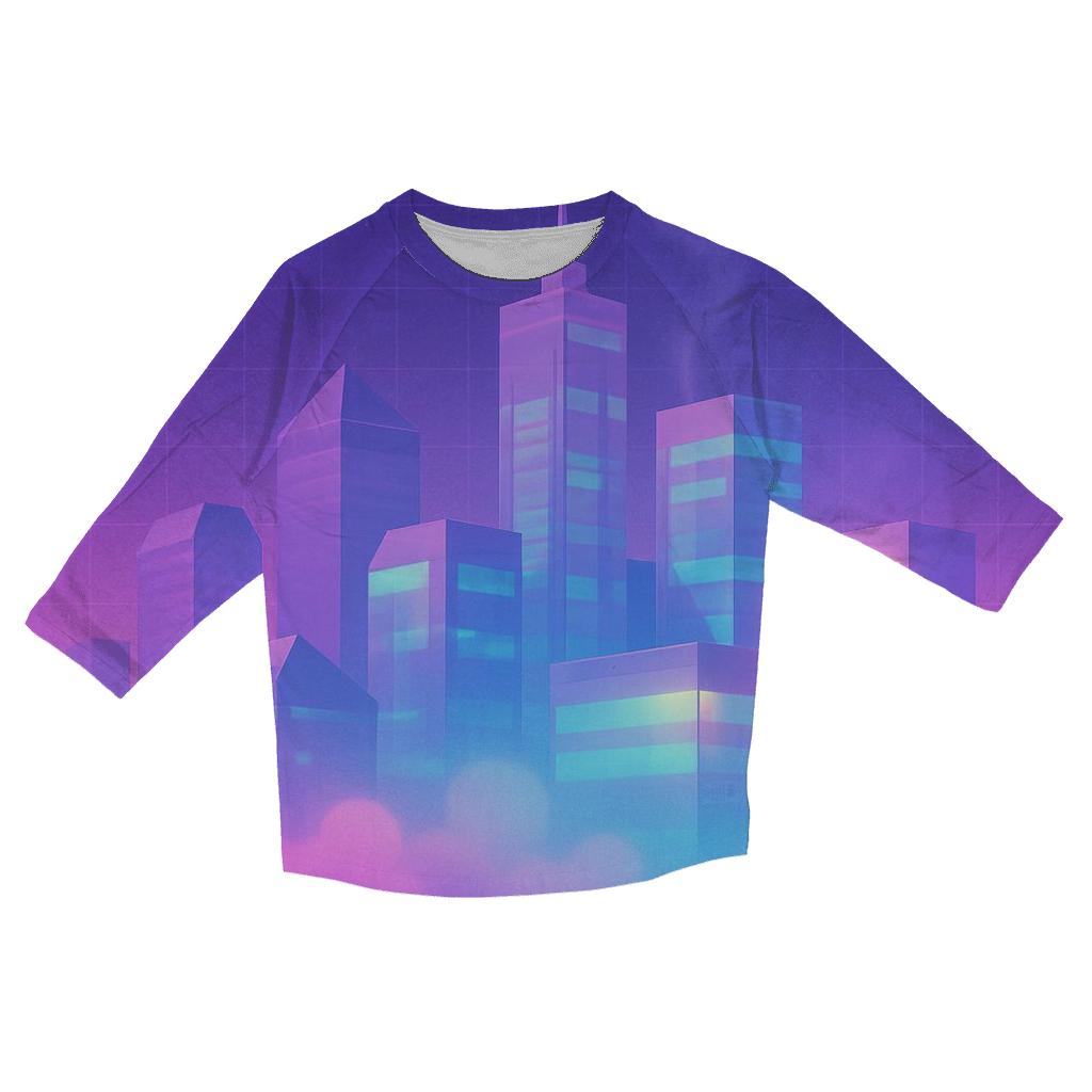 Vaporwave Skyline Drift stylish quarter sleeve tops
