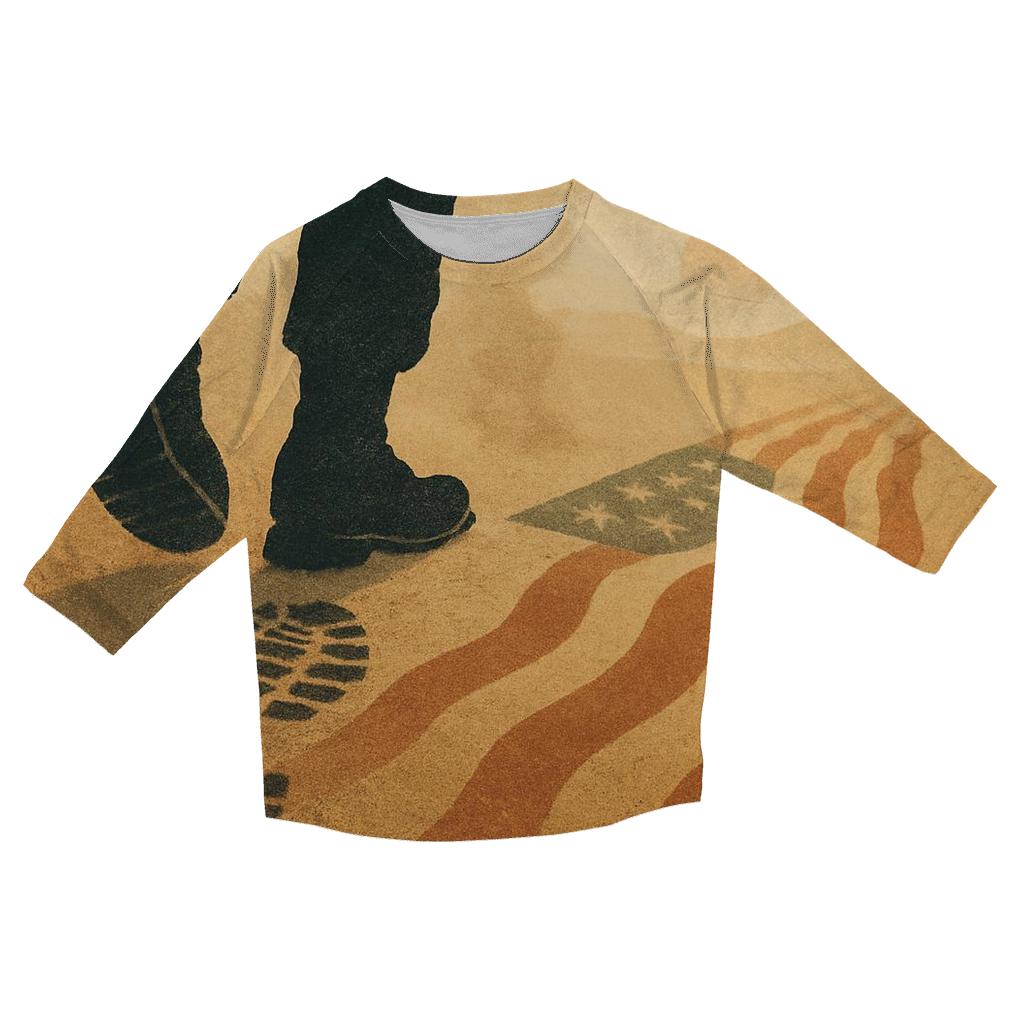 Bootprints To Freedom printed three quarter sleeve shirts