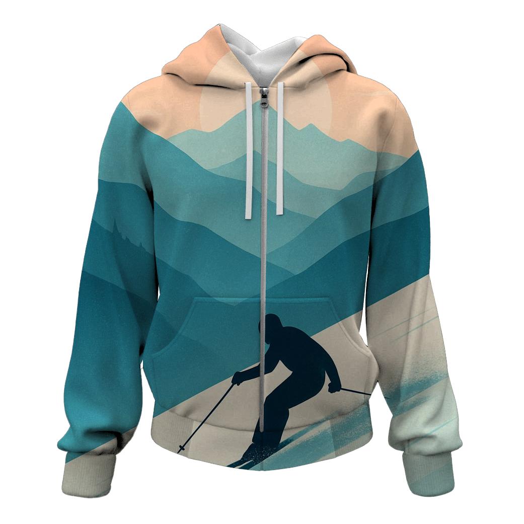 Alpine Ski Silhouette Sunset graphic hoodies